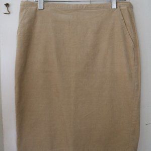 Benetton NEW Tan Fine Micro Stretch Cotton Corduroy Pencil Skirt Sz 6